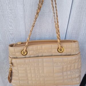 Versace Beige Leather Tote Bag
